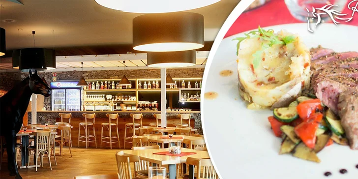 Znamenitý flank steak + víno a káva pro dva