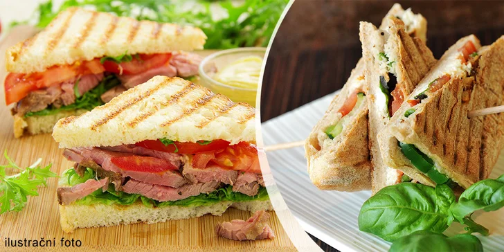 Rozpečené panini dle vaší chuti a matonka na zapití