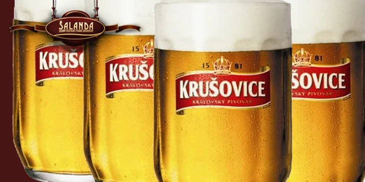 69 Kč za PĚT krušovických 12stupňových piv!  Poctivý ležák z tanku vyhlášené restaurace Šalanda.