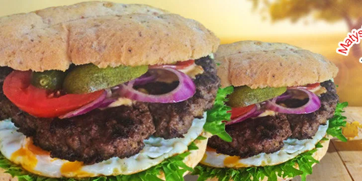 Dva 800g burgery z Matýskovy bašty – dovoz zdarma