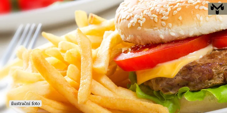 Dva báječné hamburgery Praha s hranolky pro dva