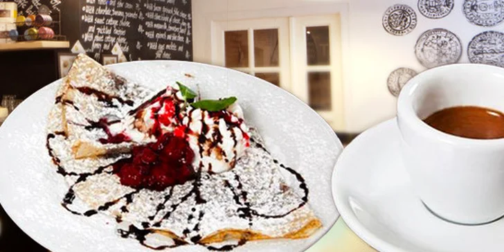 2x palačinka a nápoj v crêperii U Kajetána
