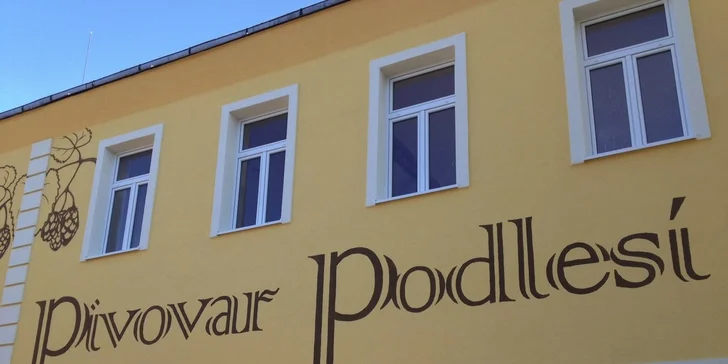 4 výborná točená piva (0,5 l) v pivovaru Podlesí
