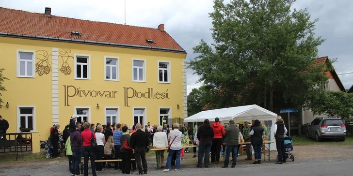 4 výborná točená piva (0,5 l) v pivovaru Podlesí