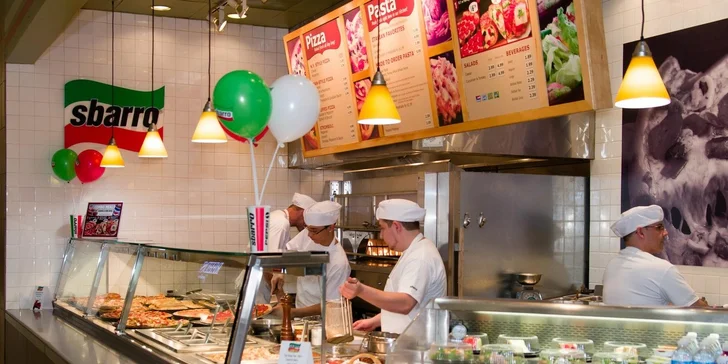 1× či 2× těstoviny nebo salát v restauracích Sbarro