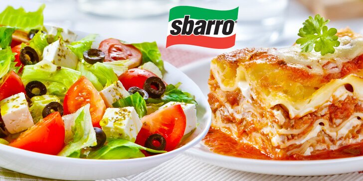 1× či 2× těstoviny nebo salát v restauracích Sbarro