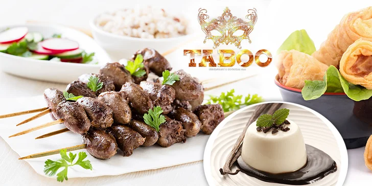 Asijské menu o třech chodech v restauraci Taboo