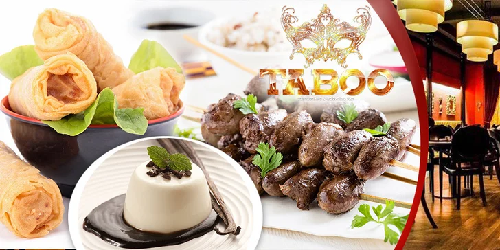 Asijské menu o třech chodech v restauraci Taboo