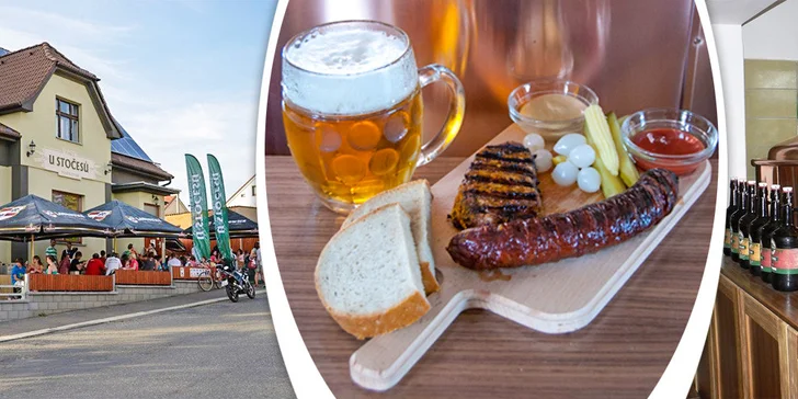 Grilovaná vepřová krkovice a voldušská klobása