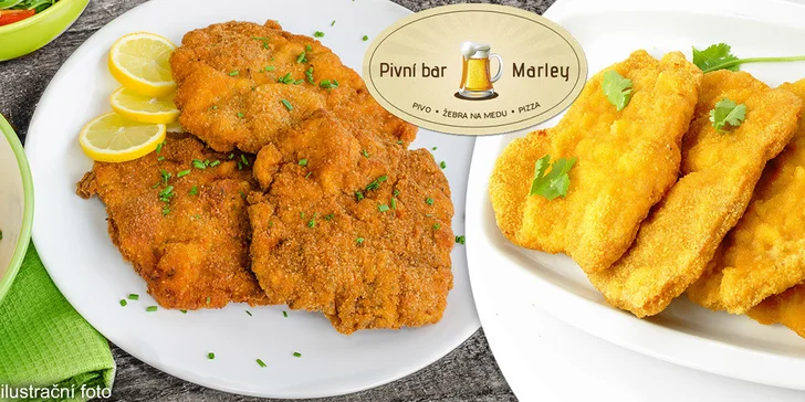 1 kg kuřecích a vepřových řízků + amer. brambory