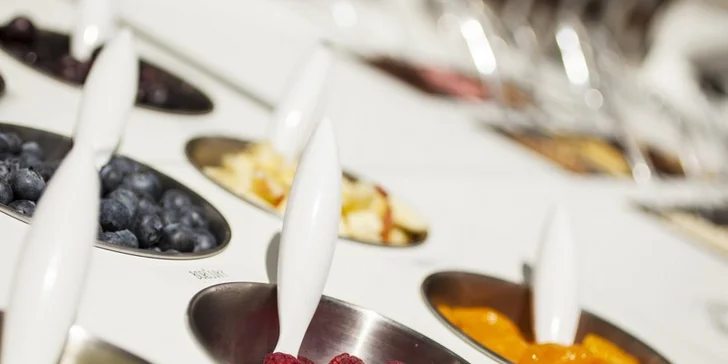 Frozen yogurt chutná i v zimě: 200g porce s ovocem a posypy podle fantazie
