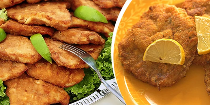 1 kg smažených vepřových nebo kuřecích řízečků