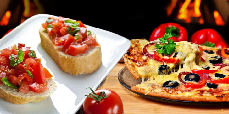 2 pizzy včetně předkrmů v pizzerii Riccardo na Letné