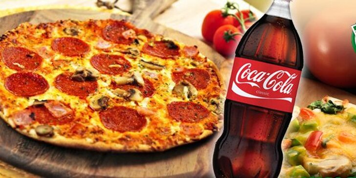 199 Kč za DVĚ megapizzy, 2 litry coca-coly a DOVOZ ZDARMA až domů. Nefalšovaná pravá italská pizza se slevou 52 %.
