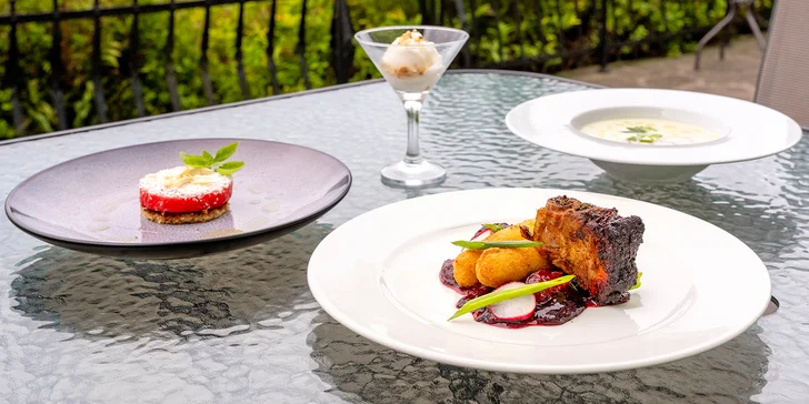 Čtyřchodové degustační menu v zámecké restauraci i s drinkem pro 2 osoby