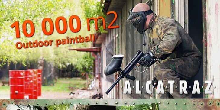 Indoor i outdoor paintball včetně zbraně, masky, rukavic a 100 kuliček (4 h)