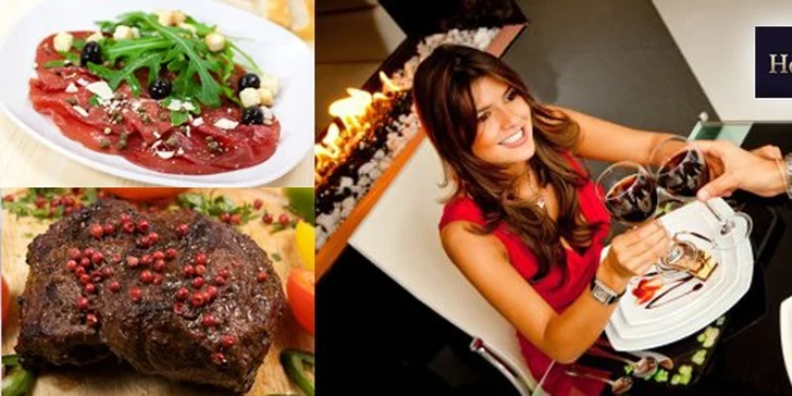 396 Kč za steakové menu pro DVĚ osoby. Carpaccio, biftek  "á la Chateaubriand pro dvě osoby" z hovězí svíčkové s pečeným plněným bramborem a tequilla s 50% slevou.