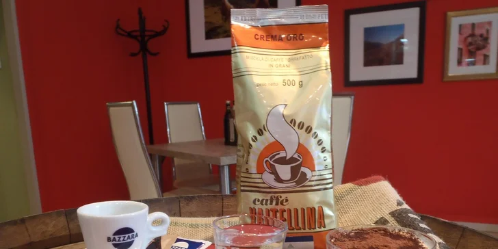 2 tiramisu či italské placky piadina a 2 teplé nápoje