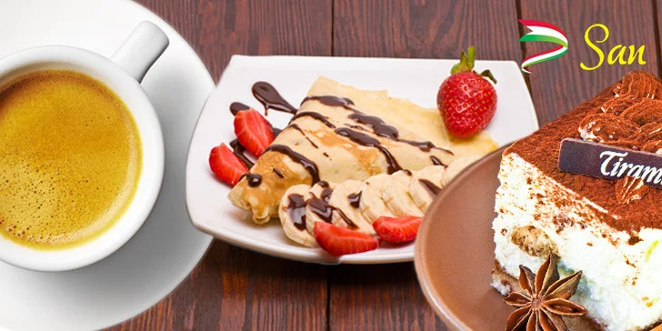 2 tiramisu či italské placky piadina a 2 teplé nápoje