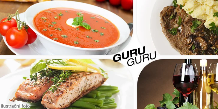 Vynikající 3chodové menu pro dva v Guru Guru