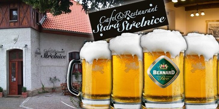 Jen 15 Kč za PĚT točených piv Bernard 11° na Staré střelnici v Kroměříži. Pořádně řízná sleva 89 %.