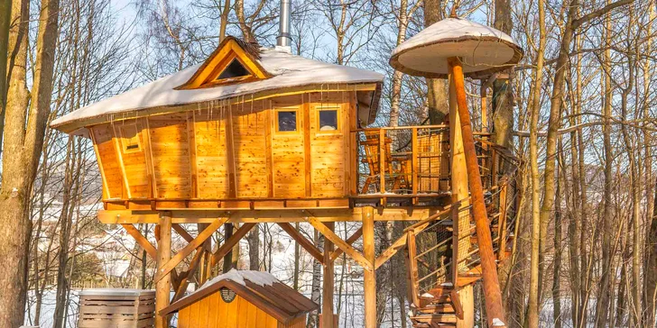 Treehouse na Dolní Morave: privátna vírivka, fínska sauna aj gril až pre 4 os.
