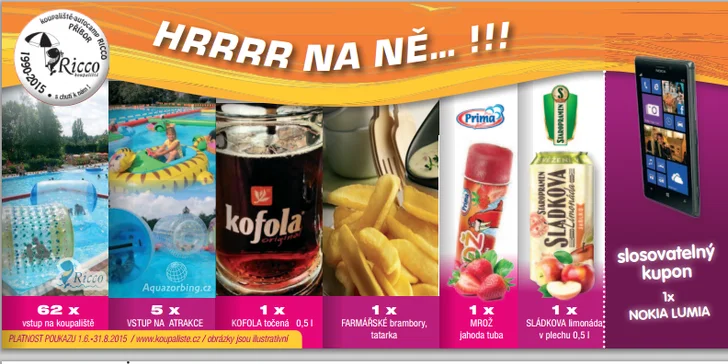 60 vstupů na koupaliště Příbor, atrakce, občerstvení + soutěž