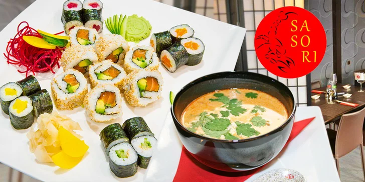 44 ks sushi a dvě polévky v Sushi Sasori