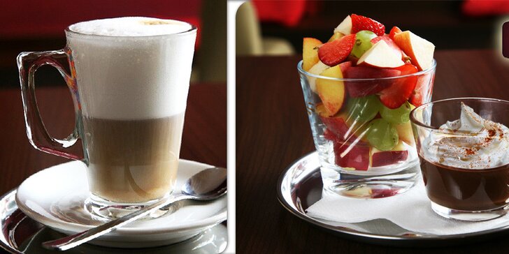 2x pohár stáčené belgické čokolády a 2x šálek kávy