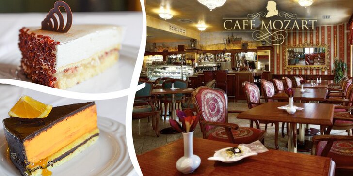 Dva dorty a dvě kávy nebo čaje v Café Mozart