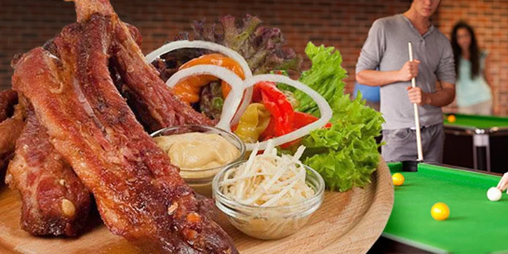 2x 500 g marinovaných žeber + 2 hodiny billiardu