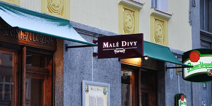 Tatarák z mladého býčka a dvě piva v restauraci Malé Divy