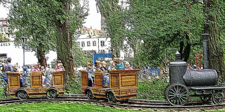 16 jízd v dětském parním vláčku na Žofíně
