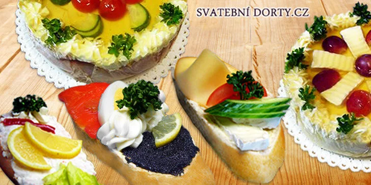14 velkých obložených chlebíčků či aspikové dorty