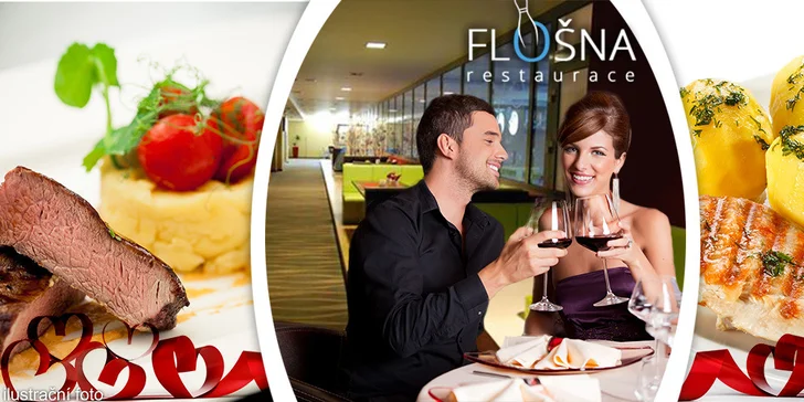 Valentýnské menu pro dva v restauraci Flošna