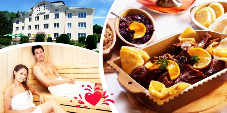 3chodové kachní menu a soukromý wellness jen pro vás dva