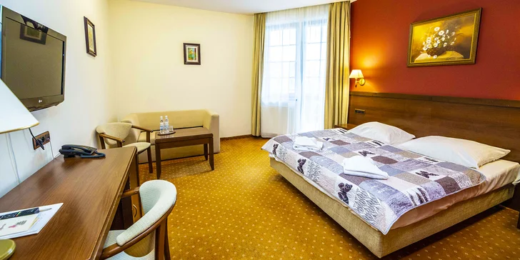 Ubytujete se v jednom ze dvou typů pokojů – v pokoji Standard o velikosti 27 m² nebo prostornějším pokoji Lux (30 m²).