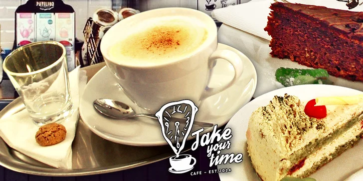 2 dezerty a 2 kávy anebo 2 sklenice vína s balkánskými specialitami v útulném TakeYourTime Cafe