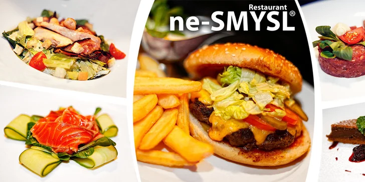 Vydatné menu o 3 chodech v restauraci ne-SMYSL