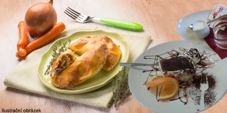Panzerotti (fritovaná pizzakapsa plněná šunkou a mozzarellou) + dezert tiramisu a káva espresso