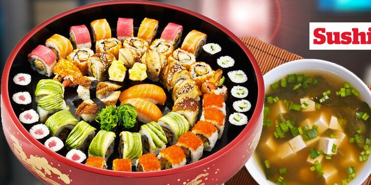 30 kousků sushi a 2x miso polévka v Sushi Best