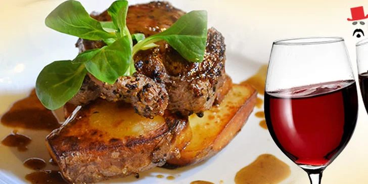 Dva 200gramové RIB EYE steaky včetně vína