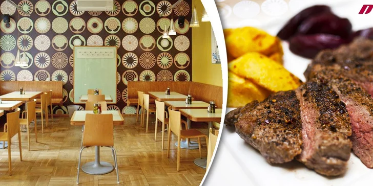 2x jihoamerický steak (200 g), salát i dezert