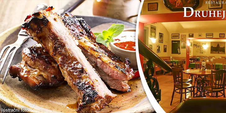 800 g vepřových žebírek v podniku Druhej svět