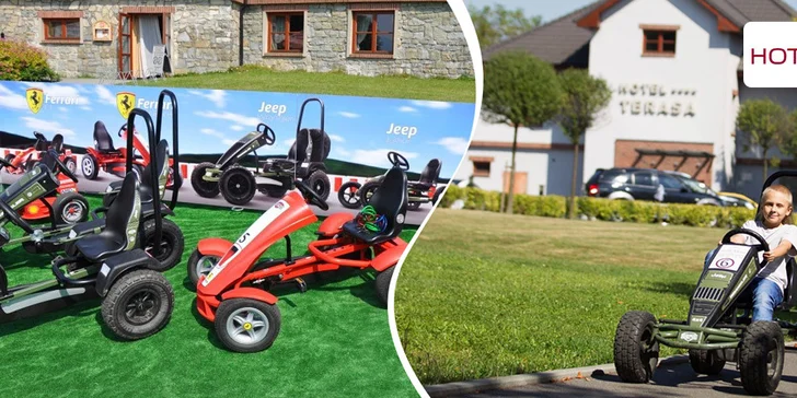 Hodinové řádění se šlapacím auťákem podél přehrady Olešná