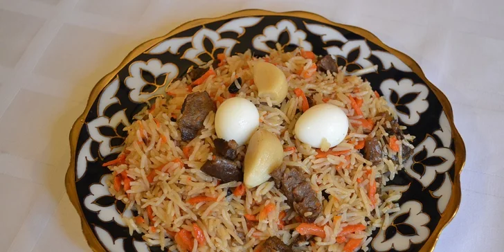 Menu pro dva v uzbecké restauraci Samarkand