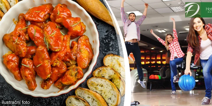 Hodina bowlingu a maxi hromada kuřecích křídel