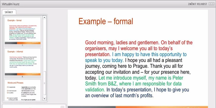 Praktický virtuální kurz Business English