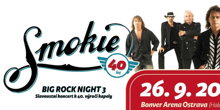 Vstupenka na koncert kapely Smokie v Ostravě