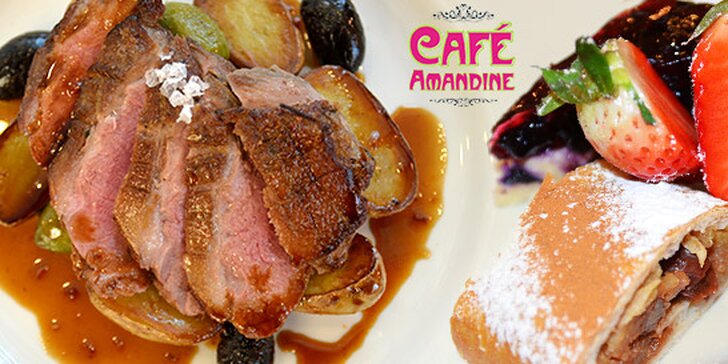 Francouzská jídla a variace dezertů v Café Amandine